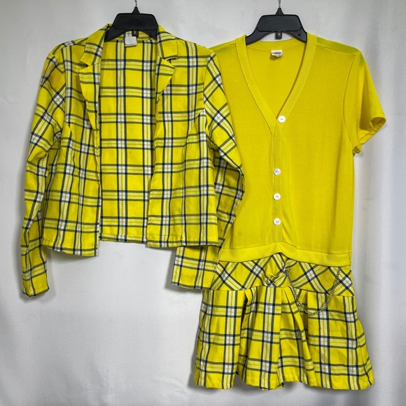 Clueless Other - Clueless Cher Horowitz Yellow Plaid Costume Set Jacket Top Skirt Women's LARGE